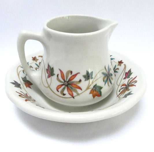 VINTAGE DURALINE GRINDLEY HOTELWARE FLORAL PATTERNED CREAMER AND BOWL SET