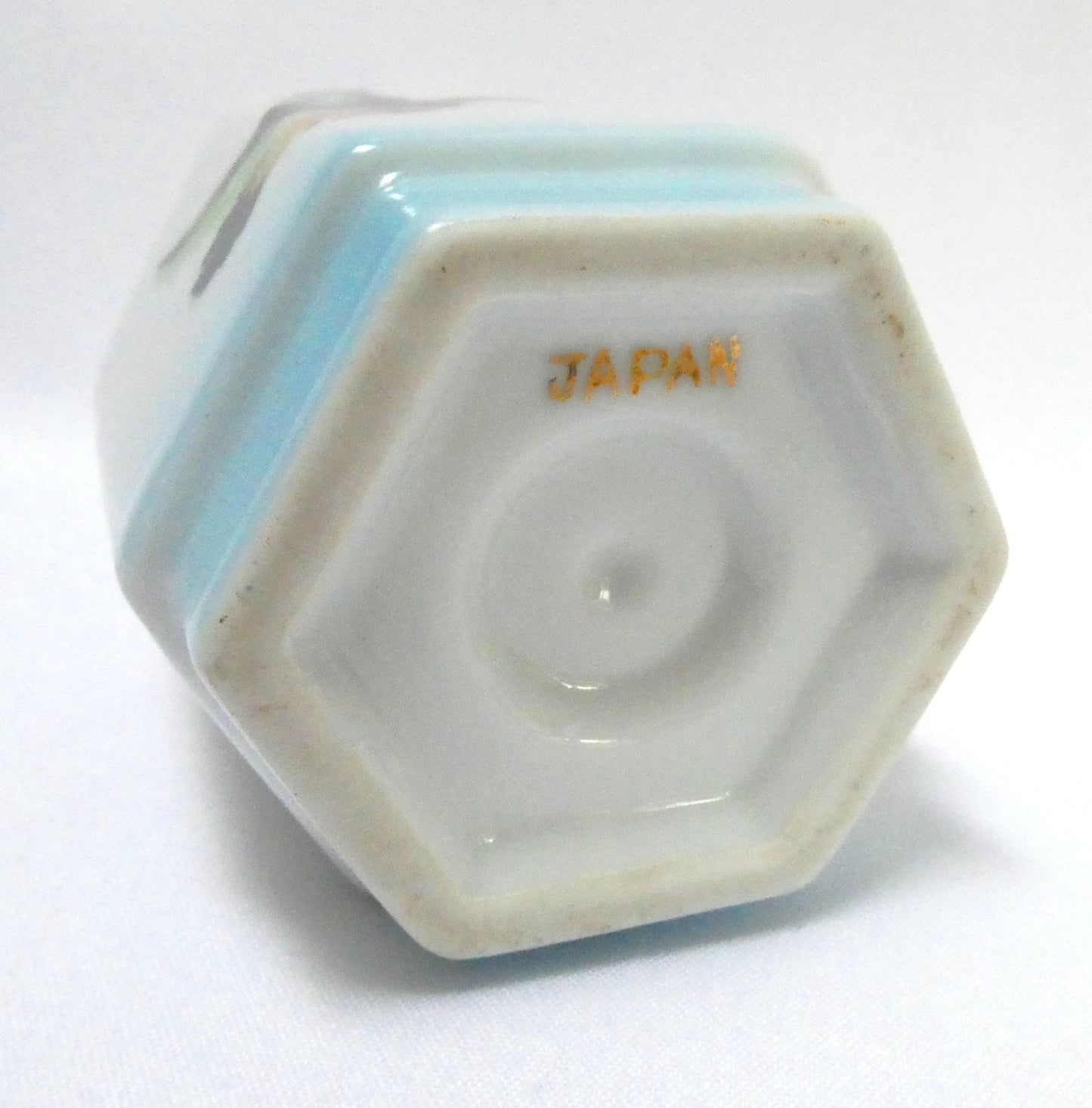 Antique Small Hand-Painted Japanese Porcelain Hexagon-Shaped Mini Vase: MR and MRS MALLARD DUCK!