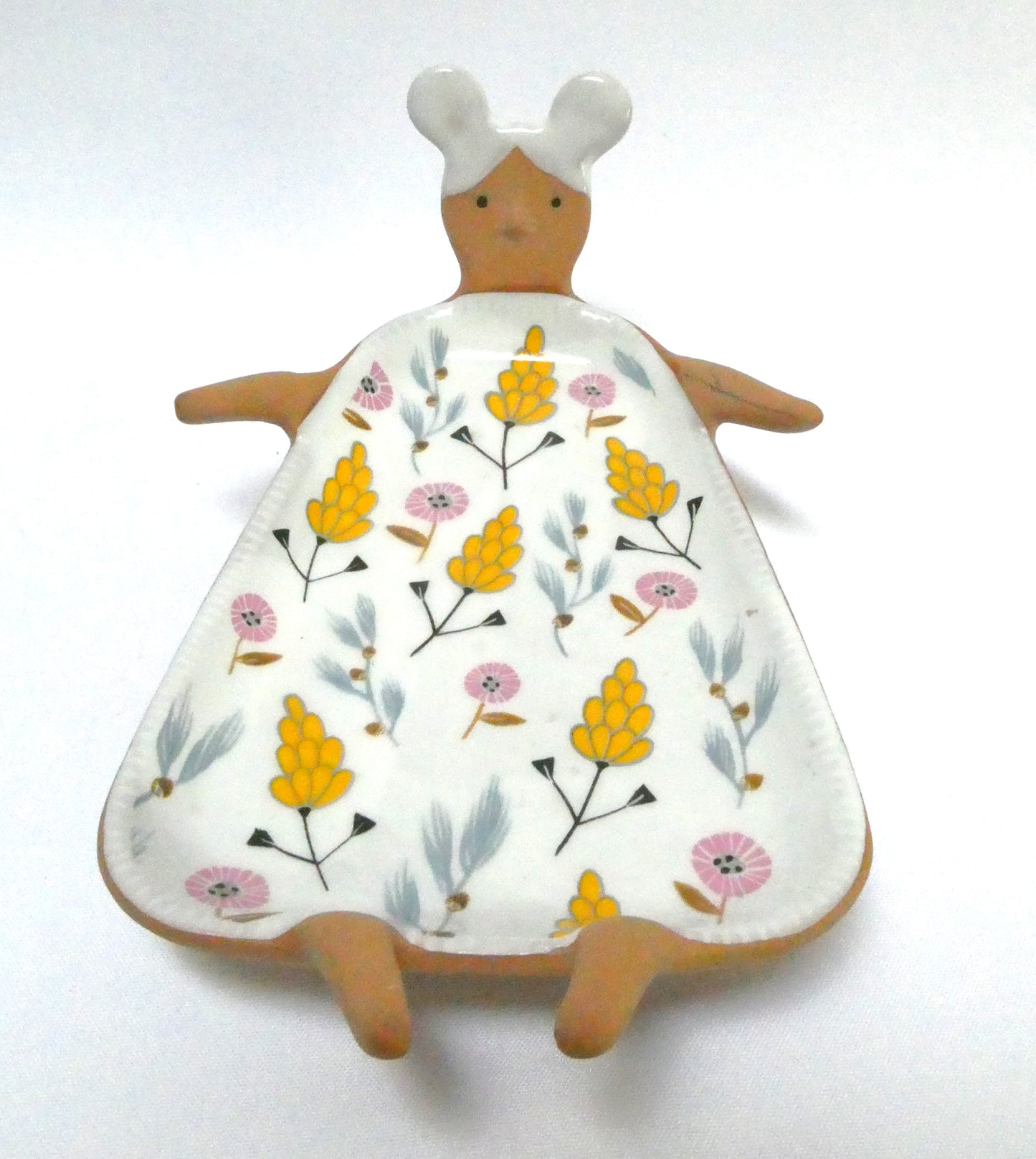 Contemporary Ariya Ceramic Ladylike Trinket Dish in a Floral Patterned Dress Designed For Anthropologie