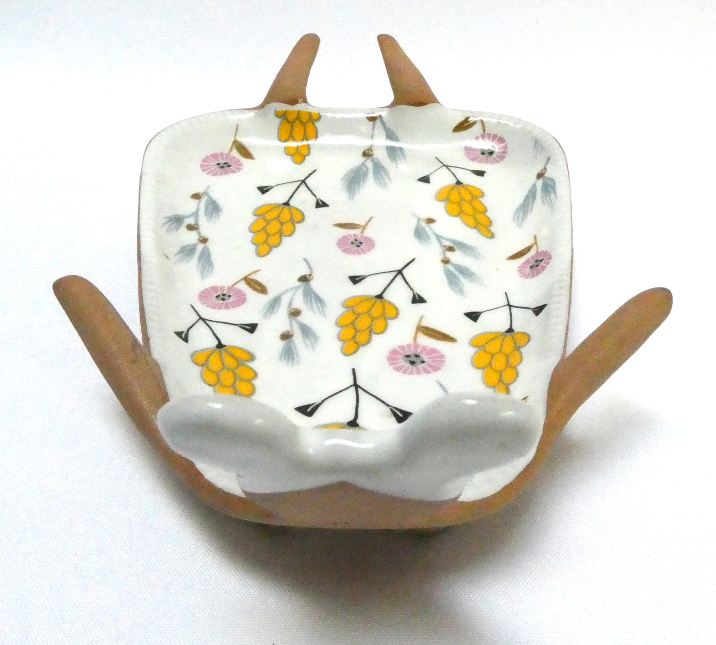 Contemporary Ariya Ceramic Ladylike Trinket Dish in a Floral Patterned Dress Designed For Anthropologie