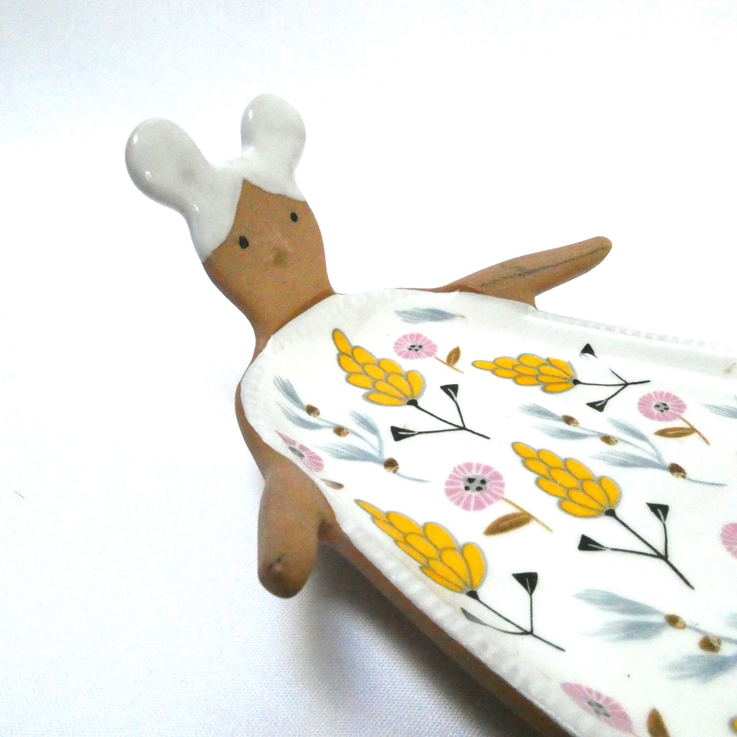 Contemporary Ariya Ceramic Ladylike Trinket Dish in a Floral Patterned Dress Designed For Anthropologie