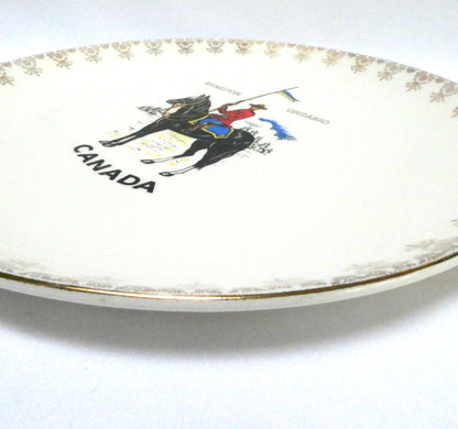 Vintage Souvenir Large Ceramic Plate featuring the Famous RCMP (Royal Canadian Mounted Police) Rare Hamilton Ontario Canada Version