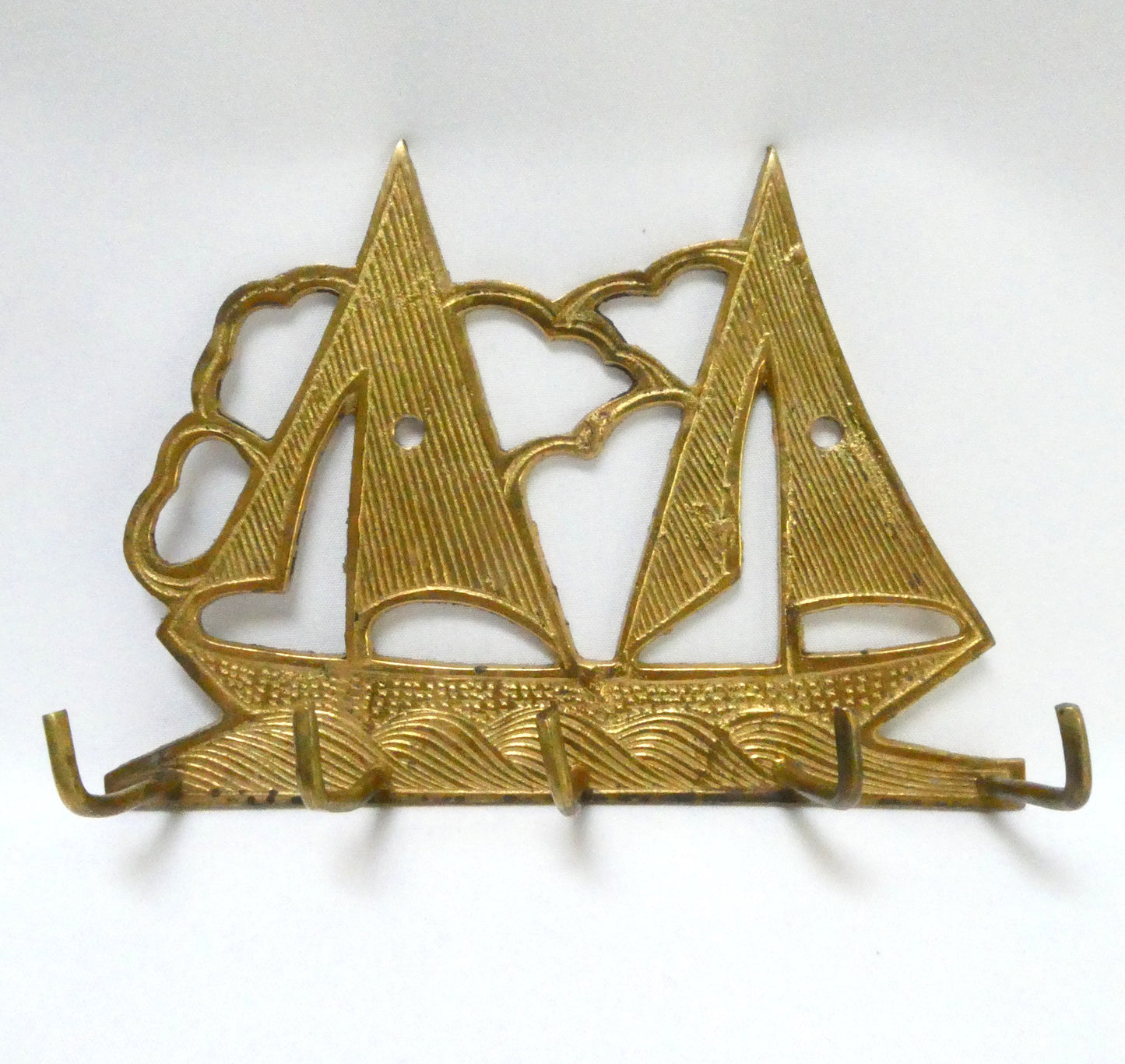 Solid Brass Nautical Motif Styled 5-HOOK WALL KEY HOLDER From India
