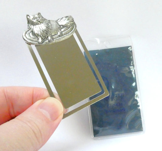 SEAGULL CLIP-ON BOOKMARK in pure pewter from Pugwash, Nova Scotia: 'THE CONTENT CAT ON THE MAT'