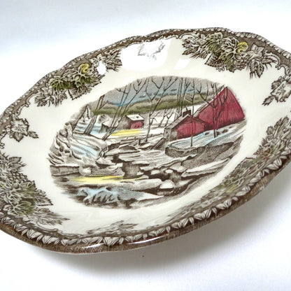 Vintage Johnson Brothers FRIENDLY VILLAGE SERIES TRINKET TRAY or TEA SAUCER, in The Famous Ice House Pattern
