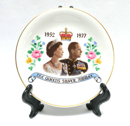 Vintage 1977 Queens Silver Jubilee Souvenir TRINKET TRAY: Made by Bursleigh Ware of Burslem, England