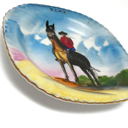 Vintage Royal Canadian Mounted Police MID-CENTURY RCMP SOUVENIR TRINKET TRAY, Hand Painted