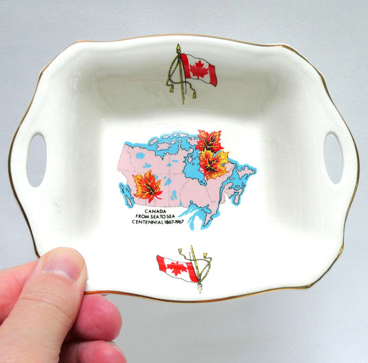 Vintage Lord Nelson English Pottery SMALL CERAMIC DISH or LARGE TRINKET TRAY, Commemorating the Canadian Centennial Celebration of 1967
