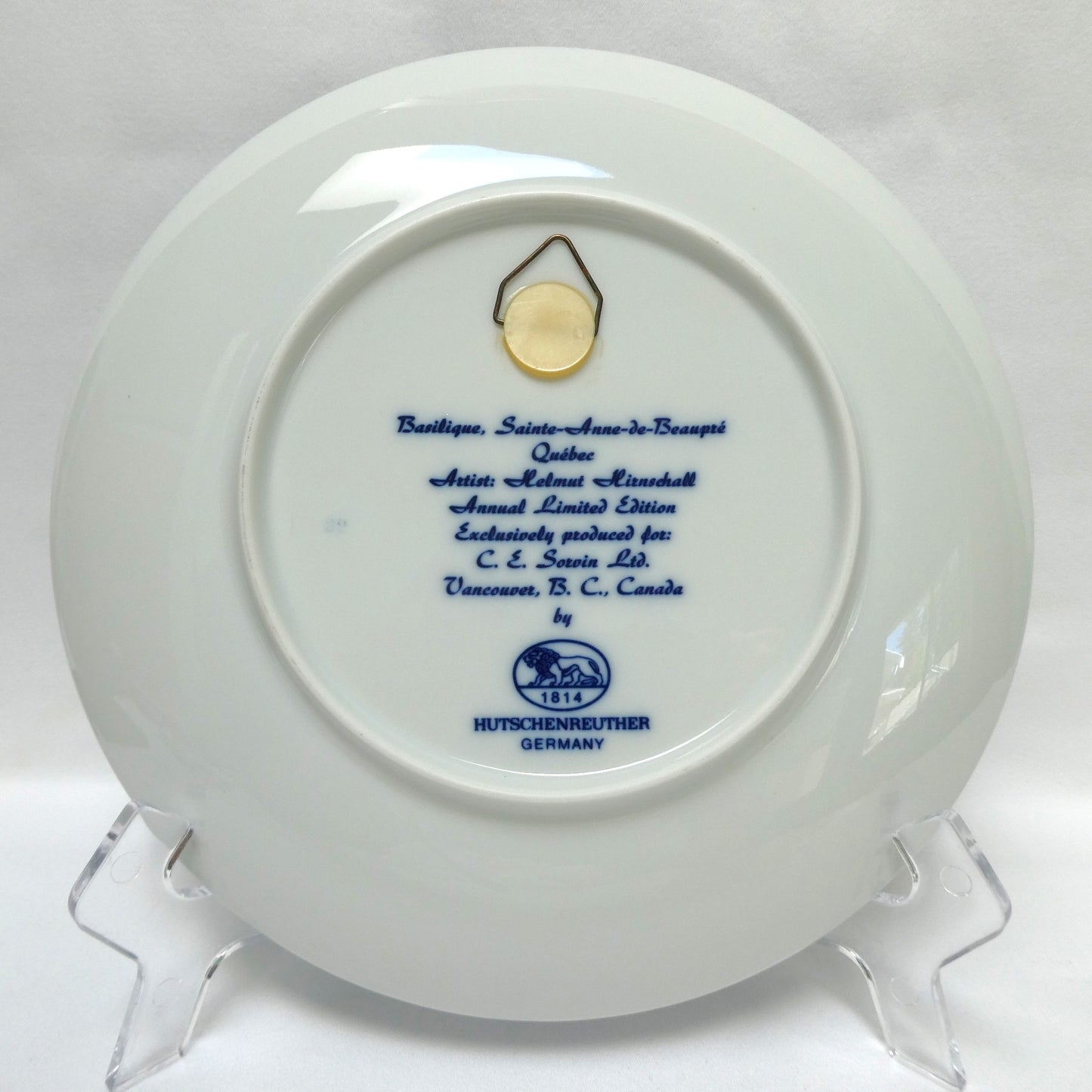 1975 Commemorative Plate Celebrating The Basilica of Sainte-Anne-de-Beaupré in Quebec, Made by Hutschenreuther of Germany