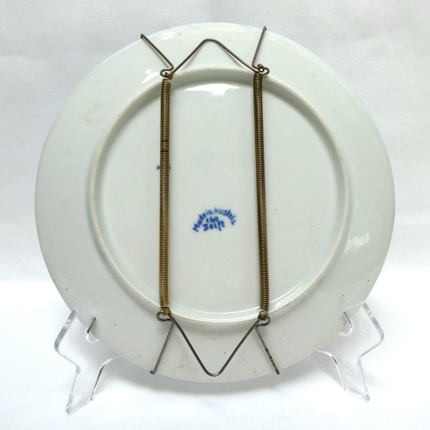 Vintage Delft Austria Wall Plate Number 160, Featuring The Kissing Couple on the Path, c/w original brass holder