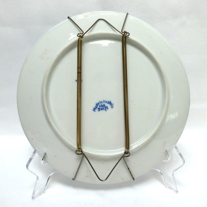 Vintage Delft Austria Wall Plate Number 160, Featuring The Kissing Couple on the Path, c/w original brass holder
