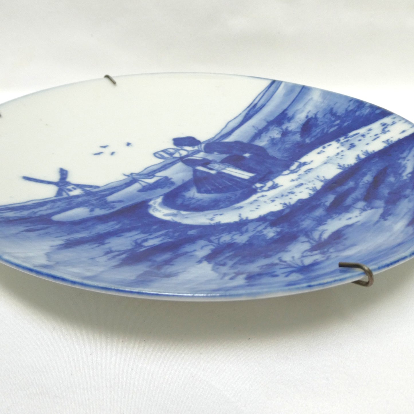 Vintage Delft Austria Wall Plate Number 160, Featuring The Kissing Couple on the Path, c/w original brass holder