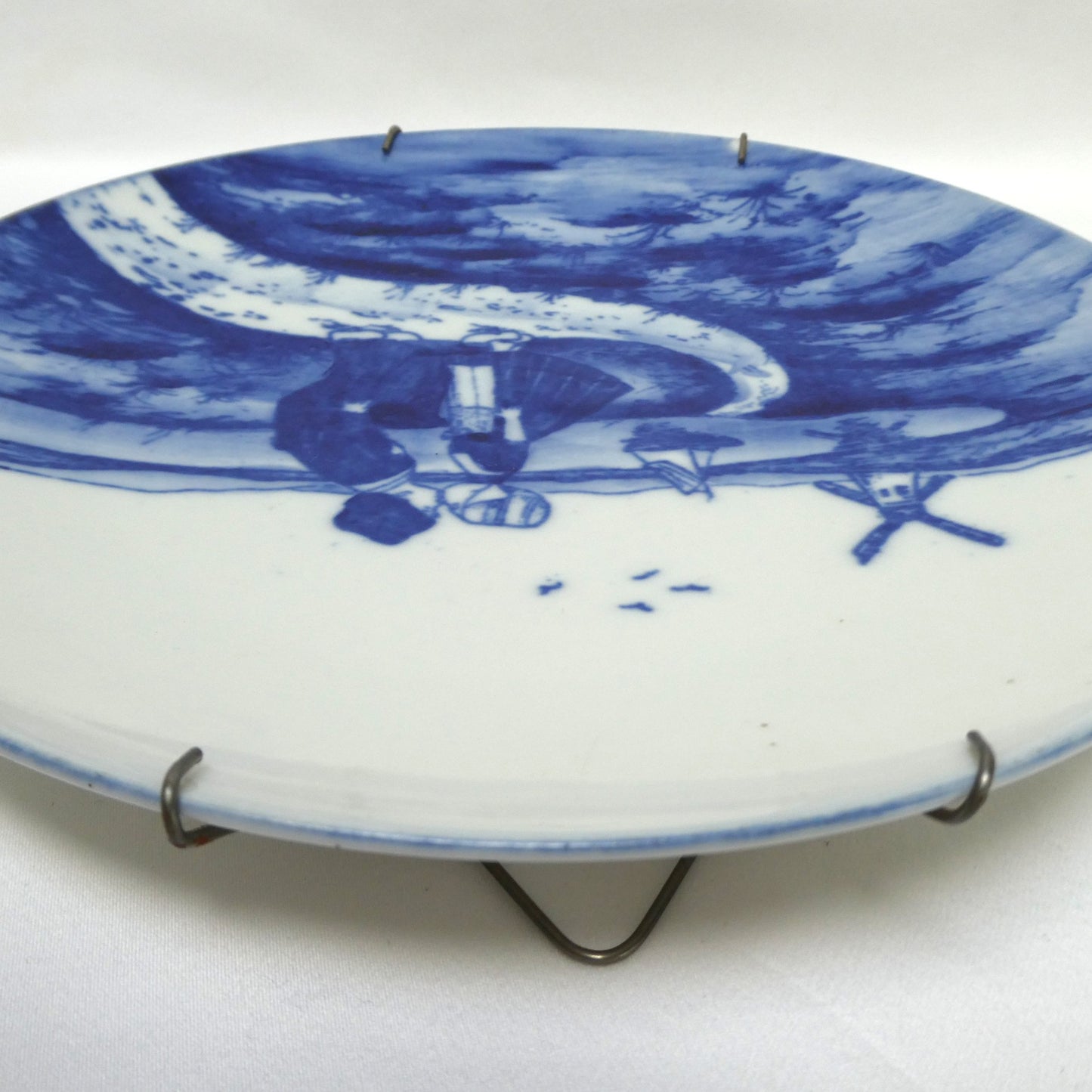 Vintage Delft Austria Wall Plate Number 160, Featuring The Kissing Couple on the Path, c/w original brass holder