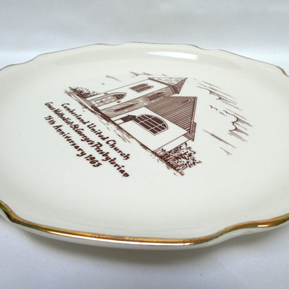 Vintage 1963 Souvenir Plate of Cumberland United Church, Grace Methodist-St. George's Presbyterian 75th Anniversary