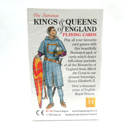 1992 DECK OF PLAYING CARDS, Vintage Kings and Queens of England: Brand New-Old Stock by The Heritage Playing Card Company of Belgium!