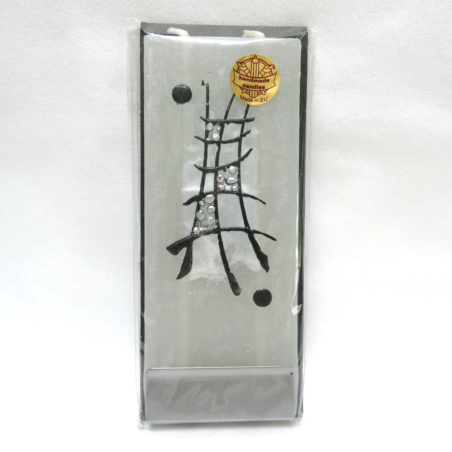 Vintage European Handmade Rare Flat 2-Wick Candle with Metal Stand, by FLATYZ of Lithuania
