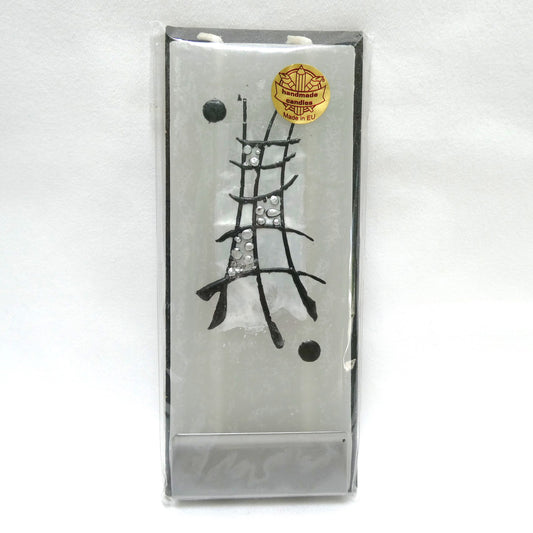 Vintage European Handmade Rare Flat 2-Wick Candle with Metal Stand, by FLATYZ of Lithuania