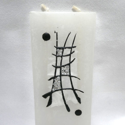 Vintage European Handmade Rare Flat 2-Wick Candle with Metal Stand, by FLATYZ of Lithuania
