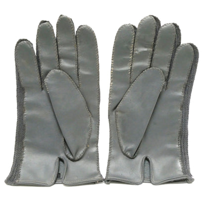 1950's Mid-Century PAIR OF LEATHER GLOVES, Brand New Old Stock Gray Cotton and Leather from Japan