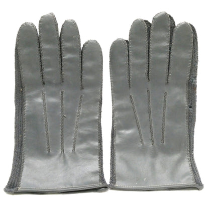 1950's Mid-Century PAIR OF LEATHER GLOVES, Brand New Old Stock Gray Cotton and Leather from Japan
