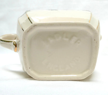 Antique 1940's RECTANGULAR TEA POT, SUGAR BOWL & CREAMER; Pear and Plum Fruit Themed by Sadler of England