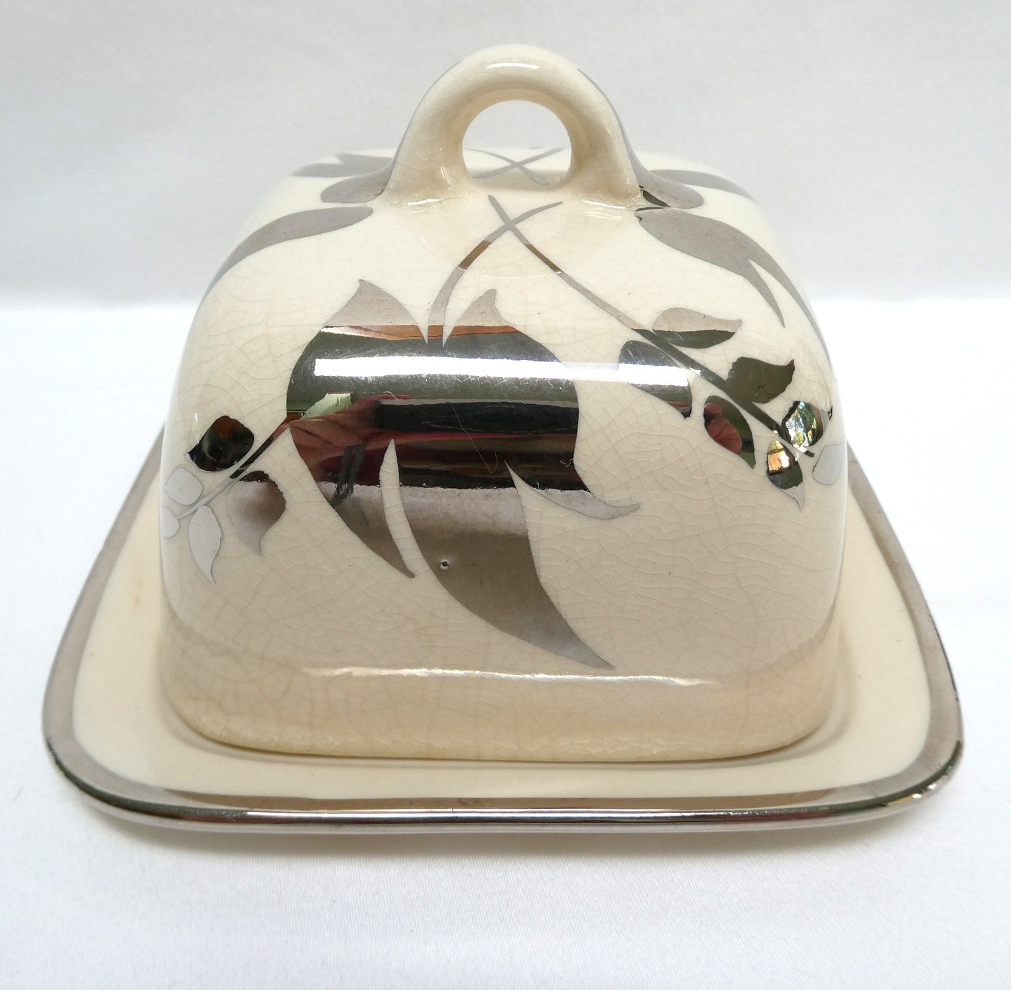 Sandland Silver Lusterware SMALL SQUARE COVERED BUTTER DISH, by Sandland Ware of England