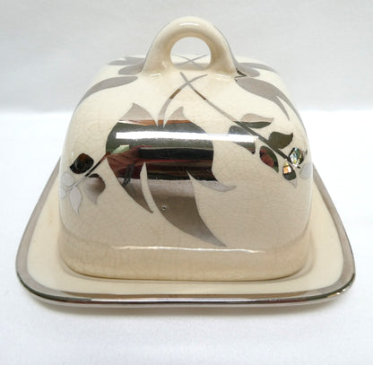 Sandland Silver Lusterware SMALL SQUARE COVERED BUTTER DISH, by Sandland Ware of England