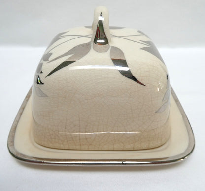Sandland Silver Lusterware SMALL SQUARE COVERED BUTTER DISH, by Sandland Ware of England