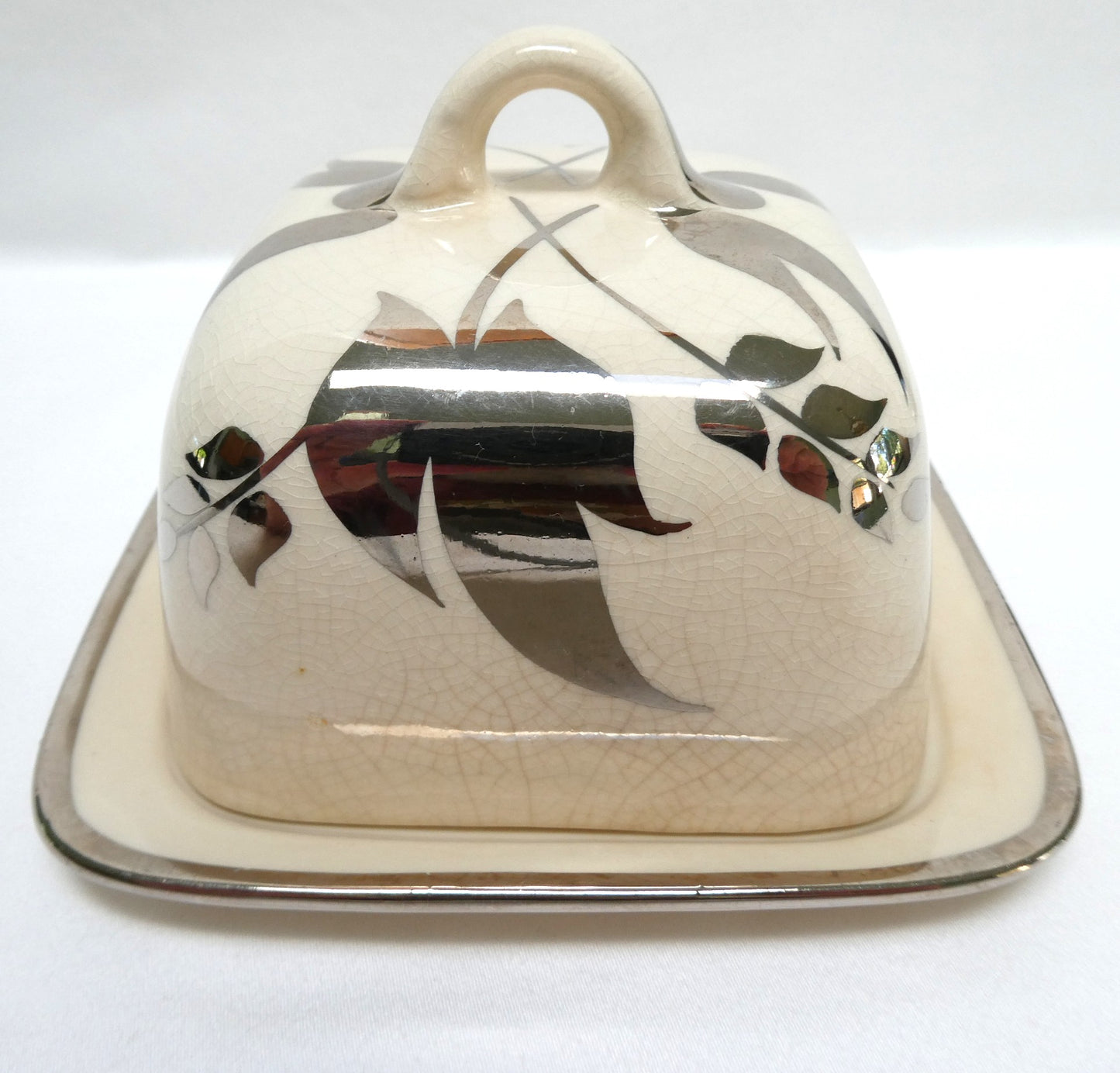 Sandland Silver Lusterware SMALL SQUARE COVERED BUTTER DISH, by Sandland Ware of England