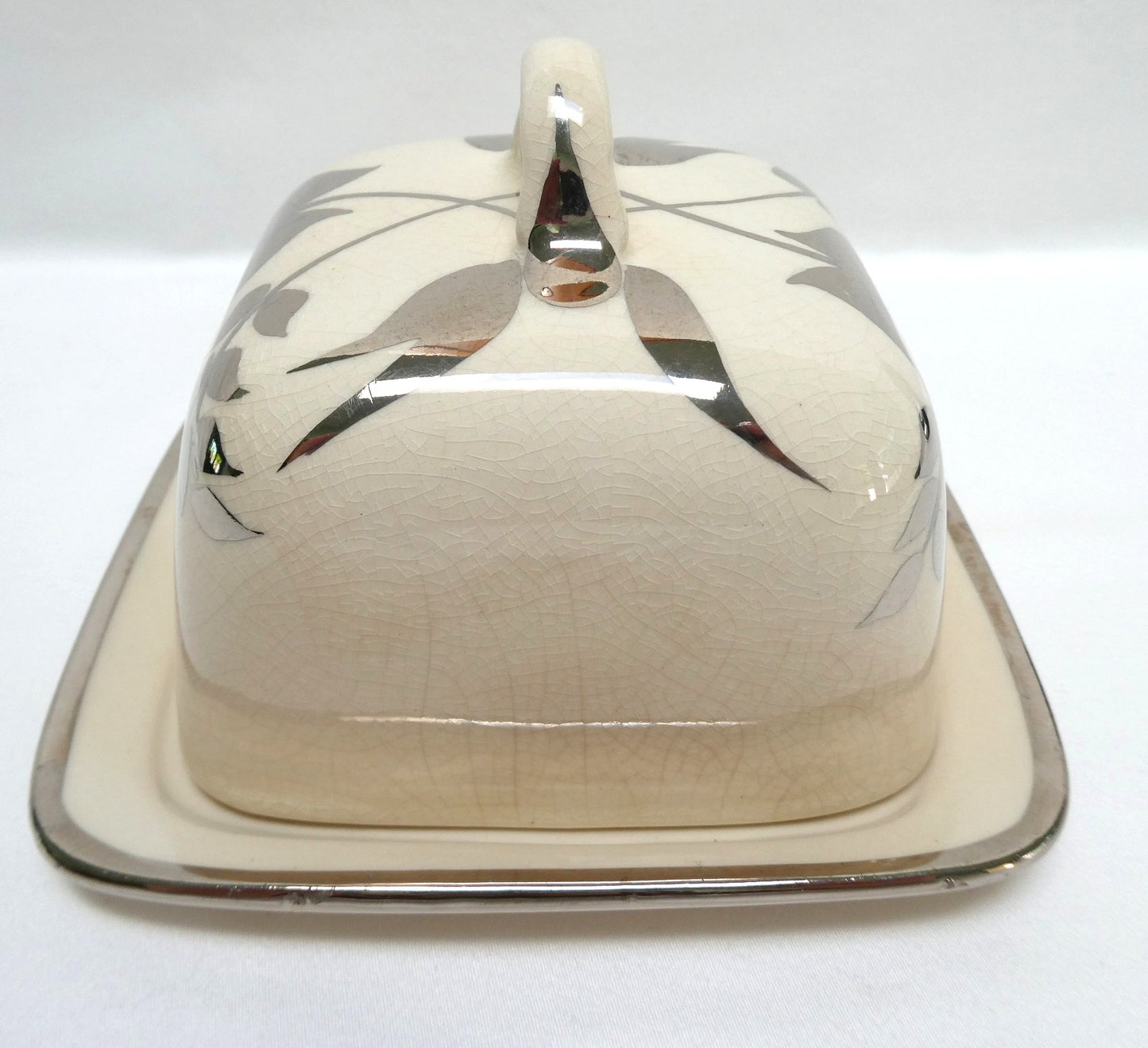 Sandland Silver Lusterware SMALL SQUARE COVERED BUTTER DISH, by Sandland Ware of England