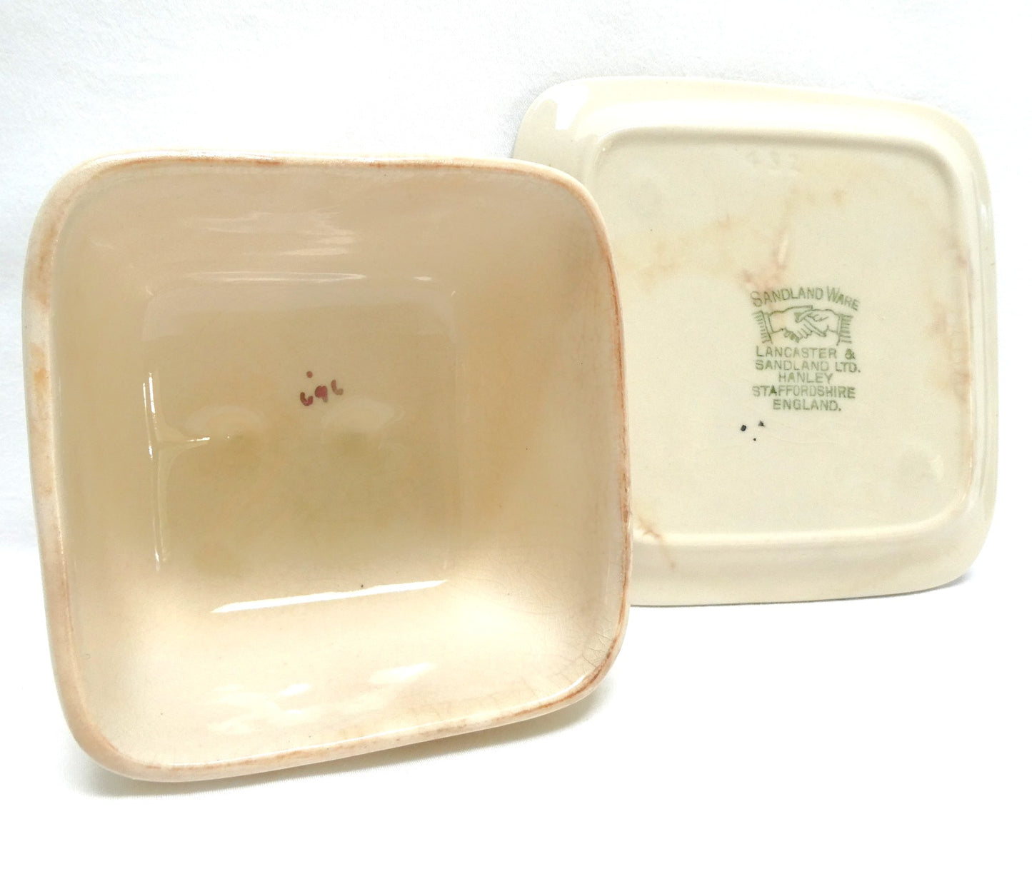 Sandland Silver Lusterware SMALL SQUARE COVERED BUTTER DISH, by Sandland Ware of England