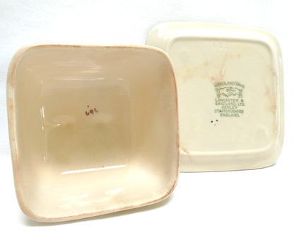 Sandland Silver Lusterware SMALL SQUARE COVERED BUTTER DISH, by Sandland Ware of England