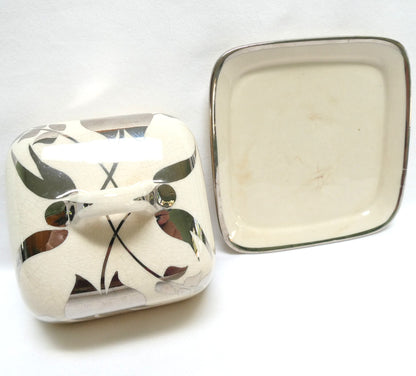 Sandland Silver Lusterware SMALL SQUARE COVERED BUTTER DISH, by Sandland Ware of England