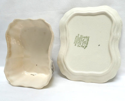 Sandland Silver Lusterware LARGE SLOPED BUTTER DISH AND FLORAL COVER #1, by Sandland Ware of England