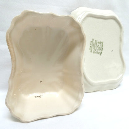 Sandland Silver Lusterware LARGE SLOPED BUTTER DISH AND FLORAL COVER #1, by Sandland Ware of England