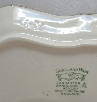 Sandland Silver Lusterware LARGE SLOPED BUTTER DISH AND FLORAL COVER #2, by Sandland Ware of England