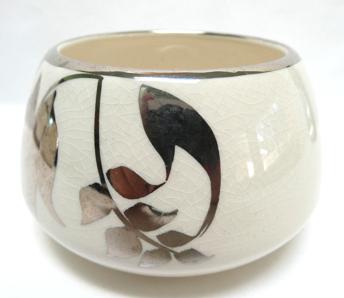 Sandland Silver Lusterware FLORAL DESIGN OPEN SUGAR BOWL, by Sandland Ware of England