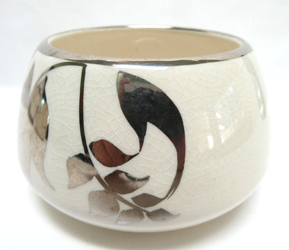 Sandland Silver Lusterware FLORAL DESIGN OPEN SUGAR BOWL, by Sandland Ware of England