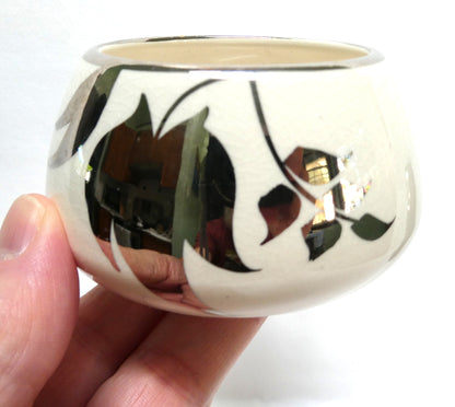 Sandland Silver Lusterware FLORAL DESIGN OPEN SUGAR BOWL, by Sandland Ware of England