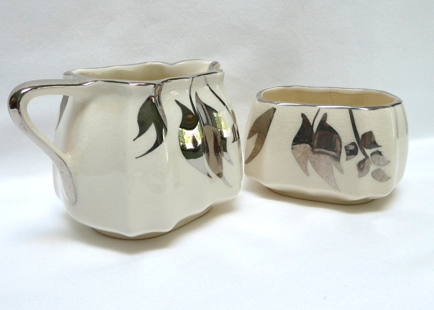 Sandland Silver Lusterware CREAM AND SUGAR BOWL, by Sandland Ware of England