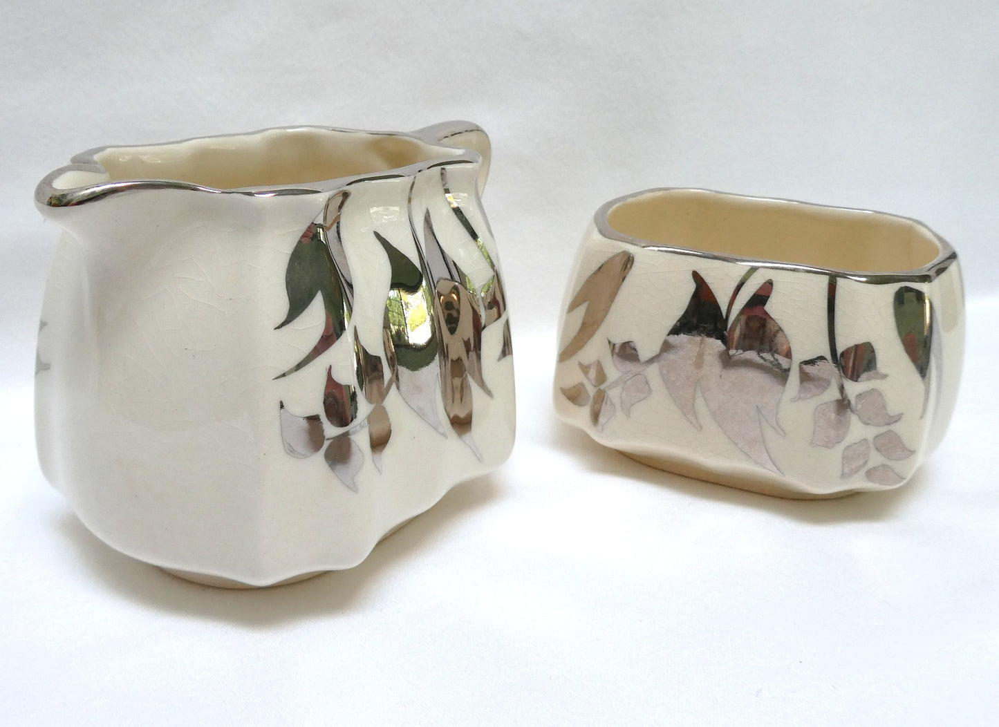 Sandland Silver Lusterware CREAM AND SUGAR BOWL, by Sandland Ware of England