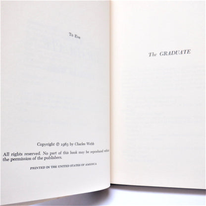 THE GRADUATE, THE Novel by Charles Webb, 1963