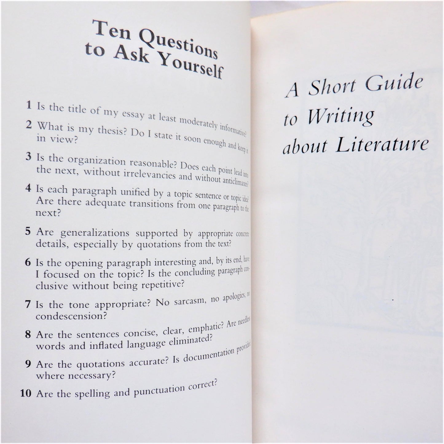 A SHORT GUIDE TO WRITING ABOUT LITERATURE, by Sylvan Barnet, 1985