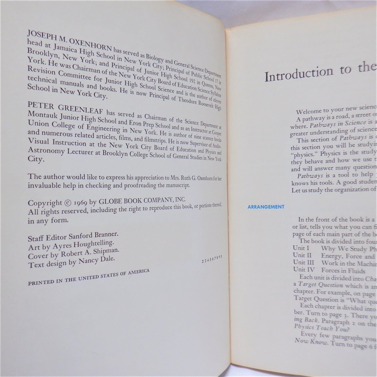 PATHWAYS IN SCIENCE STUDY MANUALS: Volume #1 The Forces of Nature 1968, and Volume #2 Matter and Energy 1969