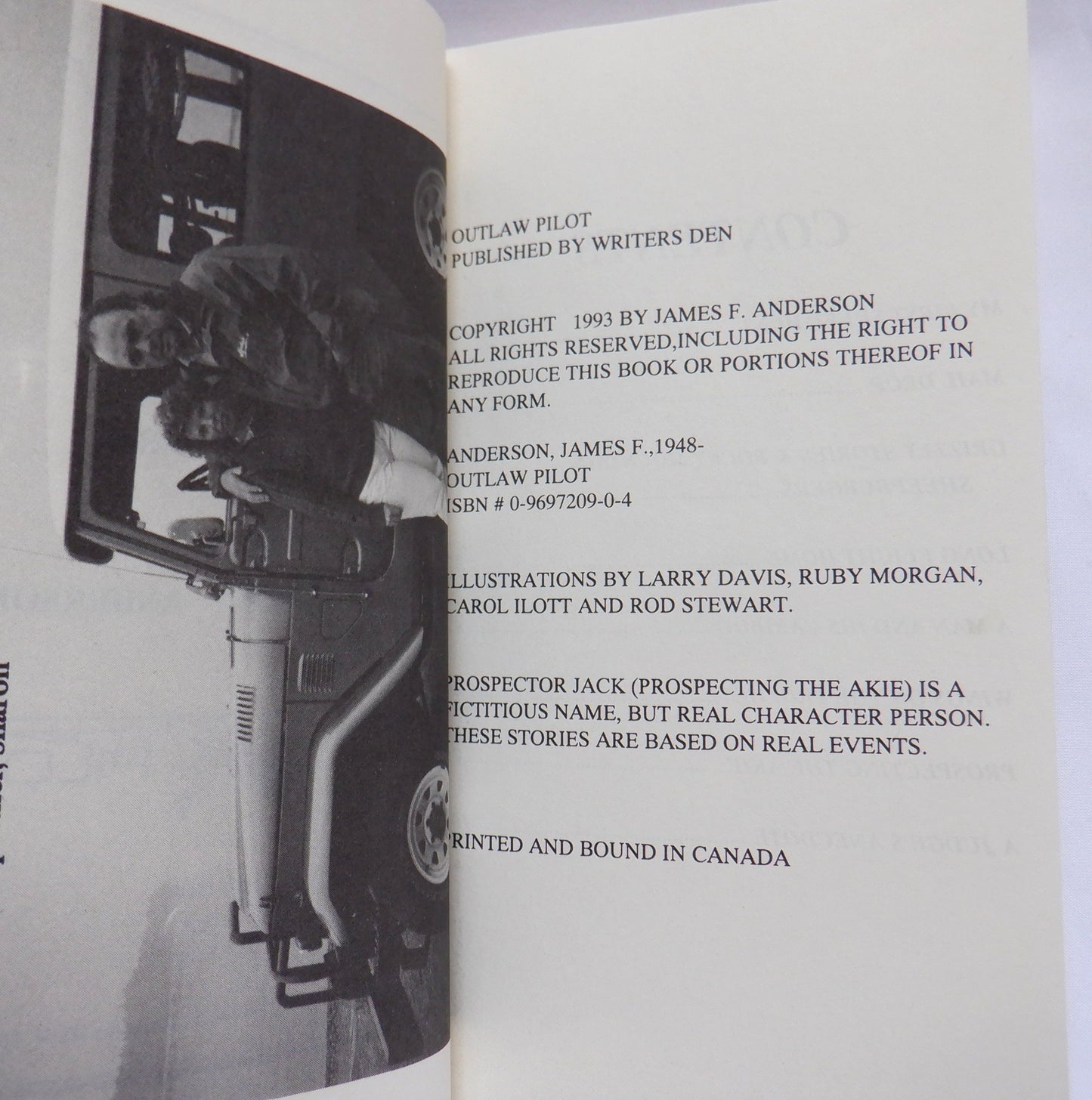 OUTLAW PILOT Volume I, TRUE ADVENTURES of Jimmy "Midnight" Anderson, written by J.F. Anderson (1993 1st Ed.)