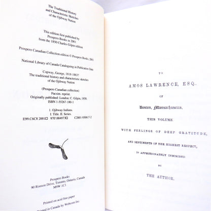 The Traditional History and Characteristic Sketches of THE OJIBWAY NATION, by George Copway, 2001