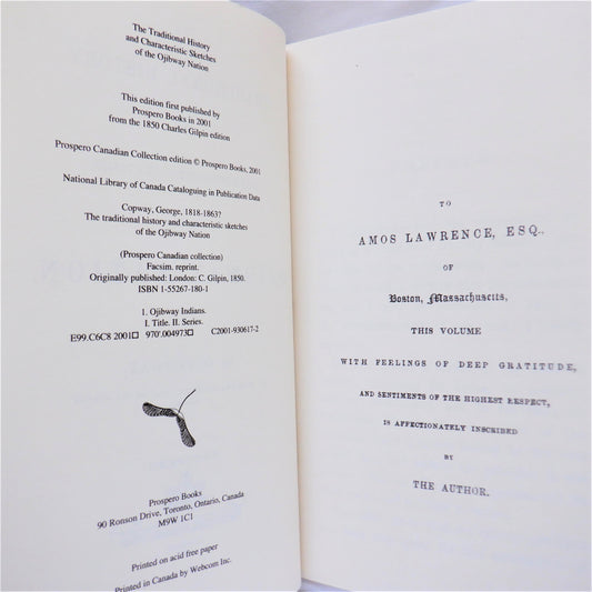 THE OJIBWAY NATION, Traditional History & Characteristic Sketches by George Copway, 2001