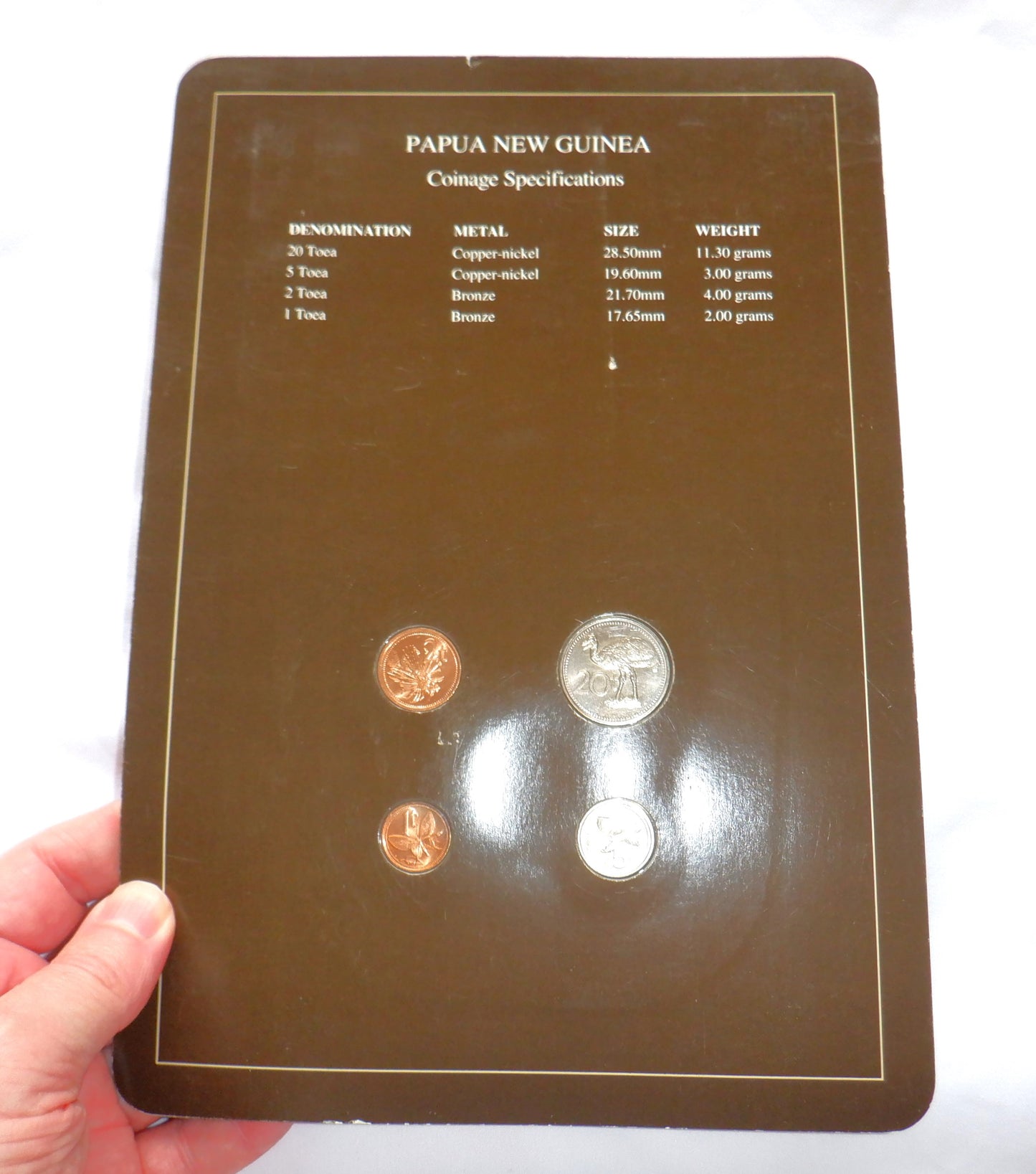 1990 Coin & Stamp Set of All Nations Series! Featuring PAPUA NEW GUINEA, with a BONUS Two Kina Note Paper Bill!