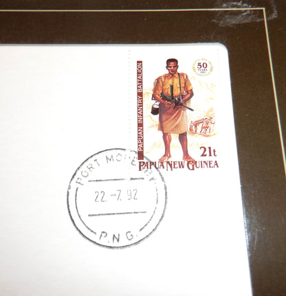 1990 Coin & Stamp Set of All Nations Series! Featuring PAPUA NEW GUINEA, with a BONUS Two Kina Note Paper Bill!