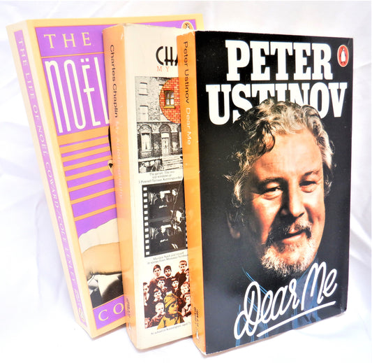 THE GREAT ENTERTAINERS! A 3-Book Boxed Edition on Charles Chaplin, Noel Coward, & Peter Ustinov, 1979